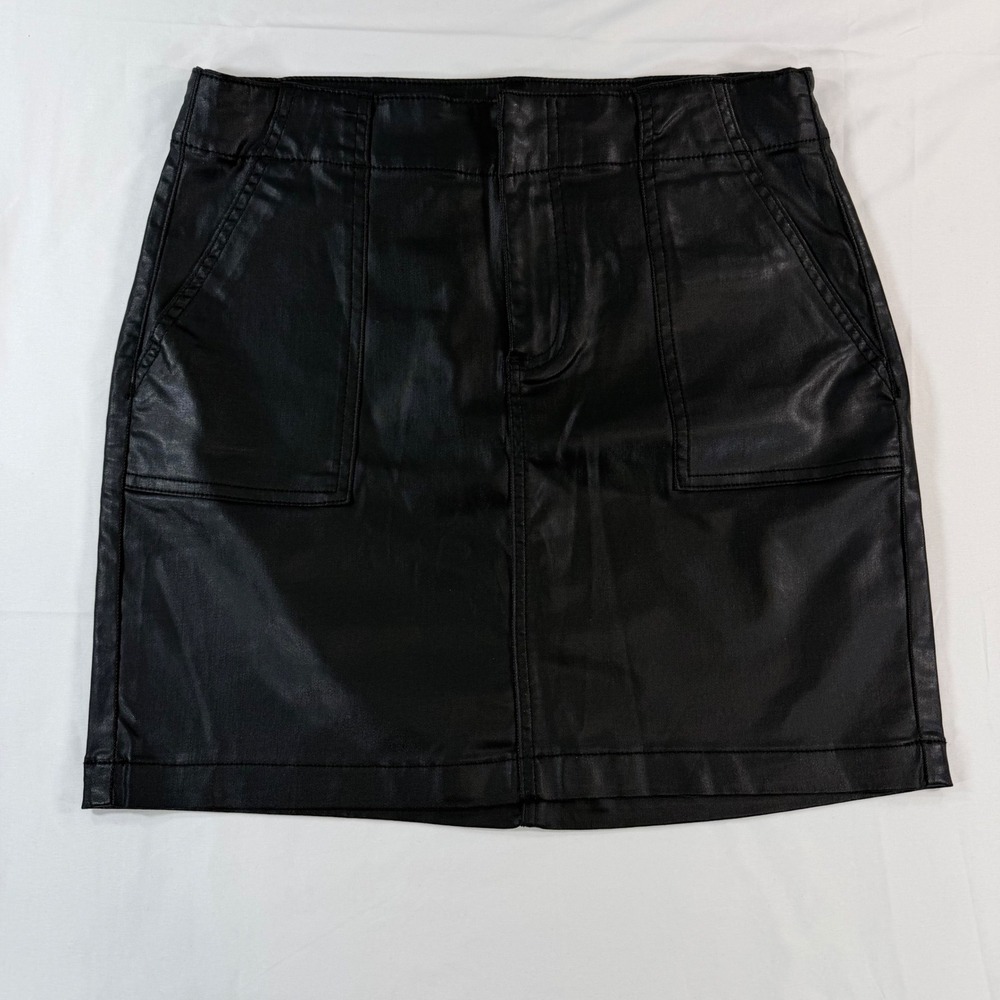 Kut from the Kloth Reese Skirt Black Coated Faux Leather Mini‎ Skirt Size 8